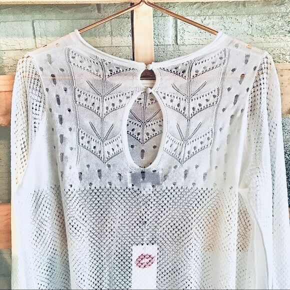 Wildfox Boho Crochet Tunic Bell Sleeve Sweater - Picture 4 of 6